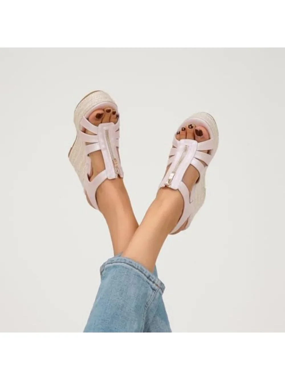 Stylish Open Toe Slingback Wedge Sandals - Comfy High Heel Espadrilles for